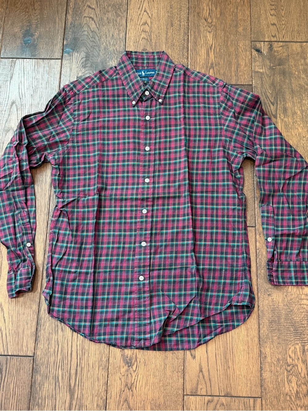 Ralph Lauren Red and Green Plaid Button-Down Shirt